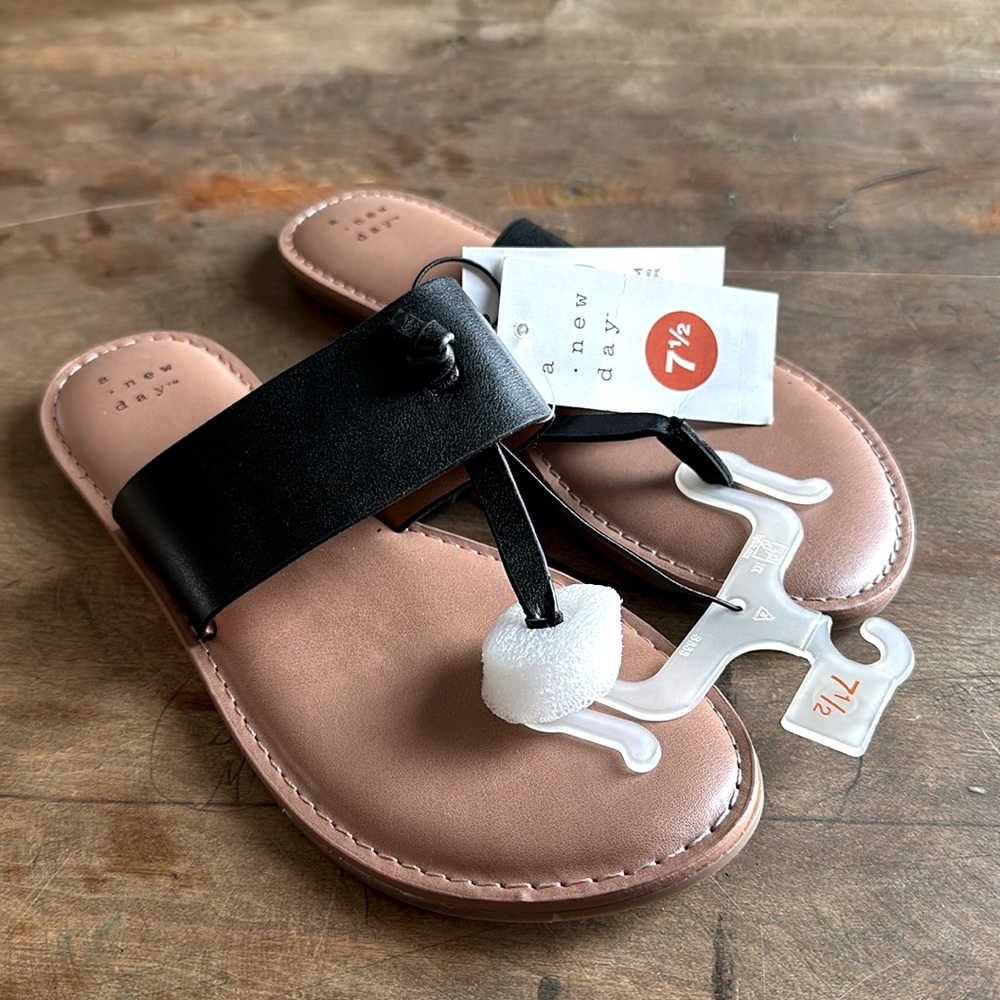 A New Day Women's Amelia Faux Leather Slide Sandals Size 7.5